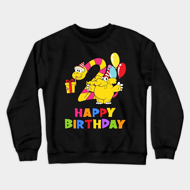 2nd Birthday Party 2 Year Old 2 Years Crewneck Sweatshirt by KidsBirthdayPartyShirts